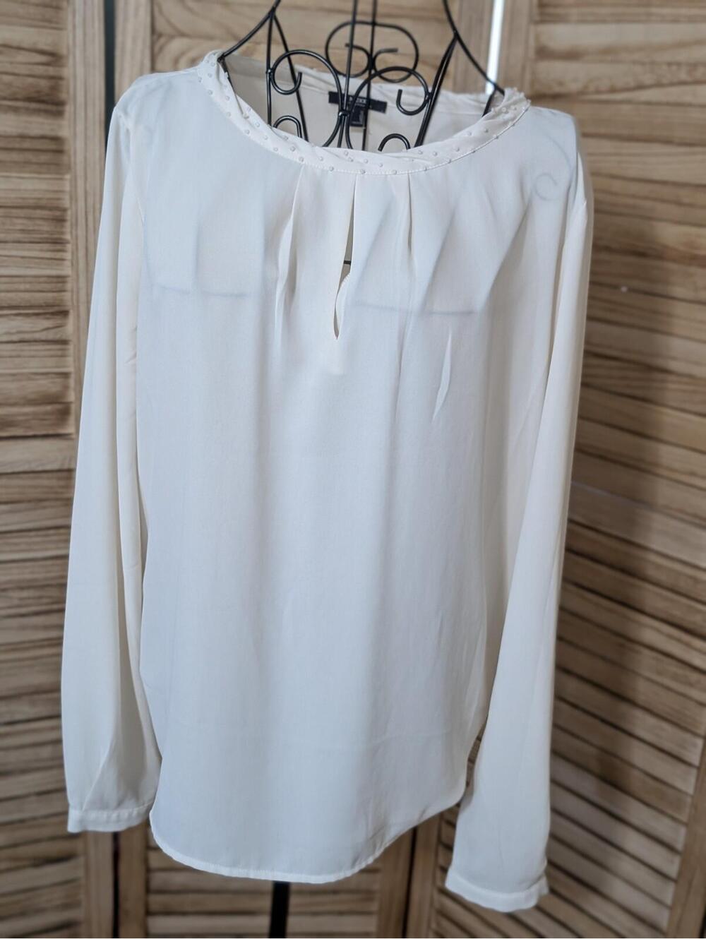 MCXX Metropolitan Womens Pullover Elegant Dress Blouse Long Sleeved White Sz 12